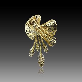  Broche en or 18K et platine massif saphirs et diamants vers 1950