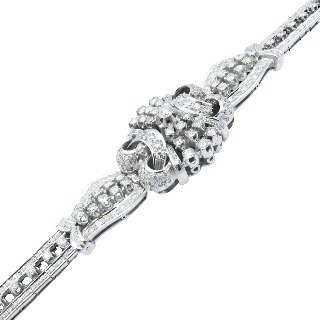 Bracelet Or gris 18 K avec 5.0 Cts de Diamants environ G-H-VS-SI