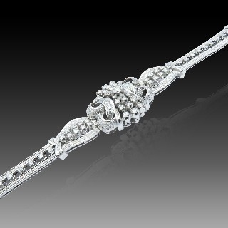 Bracelet Or gris 18 K avec 5.0 Cts de Diamants environ G-H-VS-SI