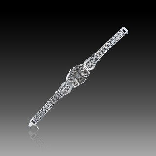 Bracelet Or gris 18 K avec 5.0 Cts de Diamants environ G-H-VS-SI