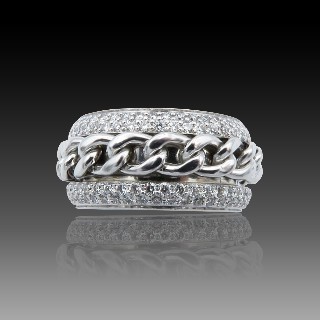 Bague Piaget Possession Chaine Or gris 18k et Full diamants .Taille 53.