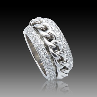 Bague Piaget Possession Chaine Or gris 18k et Full diamants .Taille 53.