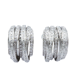 Boucles d'oreilles Clips en Or gris 18k avec 5.0 cts de diamants brillants Boucles d'oreilles Clips en Or gris 18k avec 5.0 cts de diamants brillants