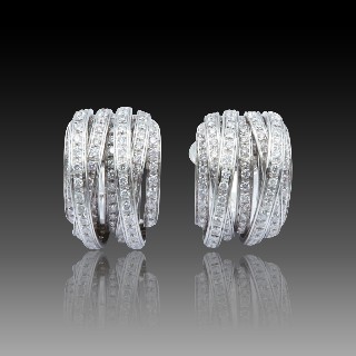 Boucles d'oreilles Clips en Or gris 18k avec 5.0 cts de diamants brillants Boucles d'oreilles Clips en Or gris 18k avec 5.0 cts de diamants brillants