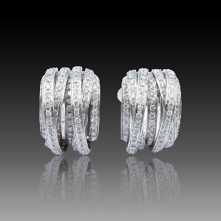 Boucles d'oreilles Clips en Or gris 18k avec 5.0 cts de diamants brillants