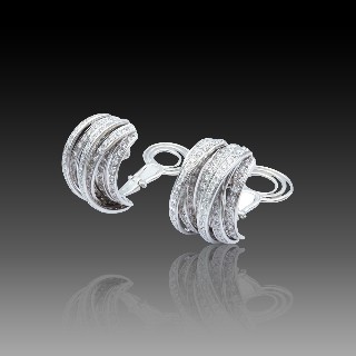 Boucles d'oreilles Clips en Or gris 18k avec 5.0 cts de diamants brillants Boucles d'oreilles Clips en Or gris 18k avec 5.0 cts de diamants brillants