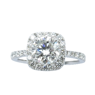 Solitaire en Or gris 18 Cts avec Diamant brillant 1,06 Cts D-VVS2 + 0,48 Cts