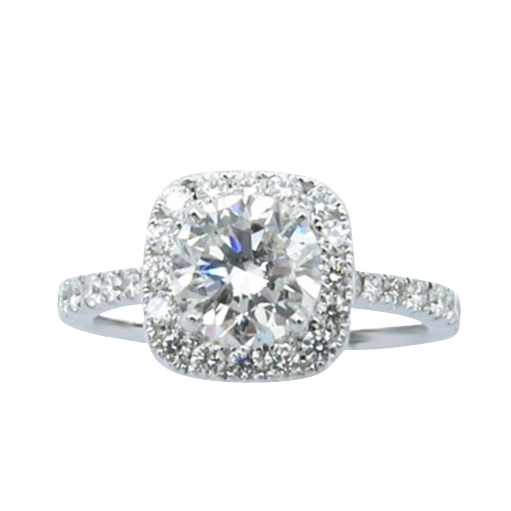 Solitaire en Or gris 18 Cts avec Diamant brillant 1,06 Cts D-VVS2 + 0,48 Cts