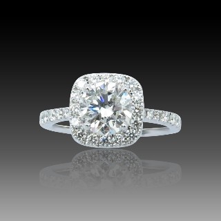 Solitaire en Or gris 18 Cts avec Diamant brillant 1,16 Cts E-VS2 + 0,48 Cts