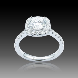 Solitaire en Or gris 18 Cts avec Diamant brillant 1,16 Cts E-VS2 + 0,48 Cts