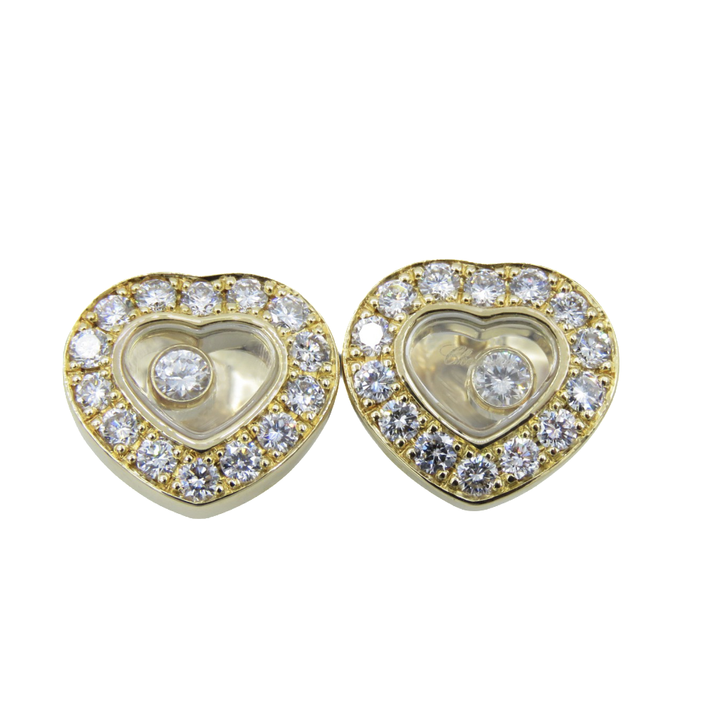 Boucles d'oreilles Chopard Happy Diamonds Or Jaune 18k Diamants  