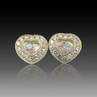 Boucles d'oreilles Chopard Happy Diamonds Or Jaune 18k Diamants  