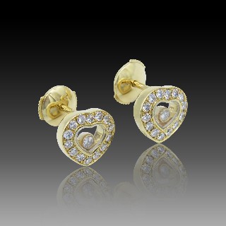 Boucles d'oreilles Chopard Happy Diamonds Or Jaune 18k Diamants  