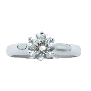 Solitaire en Or gris 18 Cts avec Diamant brillant 0.71 Cts G-SI1 (HRD)