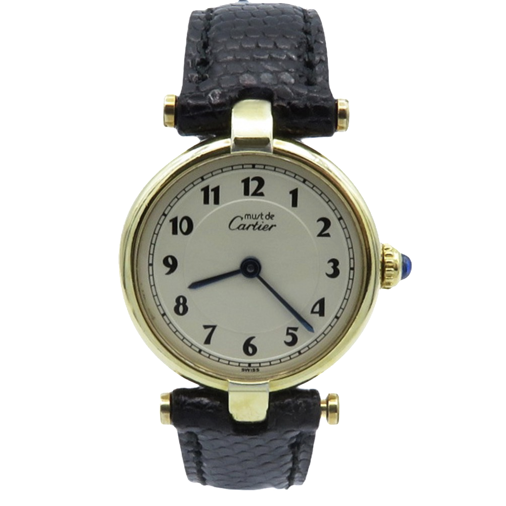 Montre Cartier Dame "Must Ronde" Vermeil Vers 1990. Quartz Montre Cartier Dame "Must Ronde" Vermeil Vers 1990. Quartz