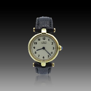 Montre Cartier Dame "Must Ronde" Vermeil Vers 1990. Quartz