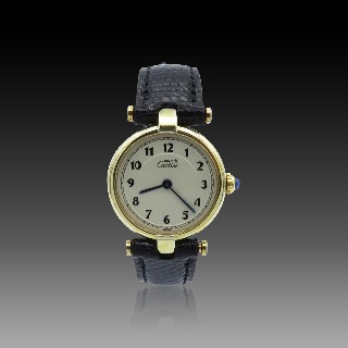 Montre Cartier Dame "Must Ronde" Vermeil Vers 1990. Quartz Montre Cartier Dame "Must Ronde" Vermeil Vers 1990. Quartz