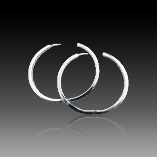 Boucles d'oreilles Créoles en Or gris 18k et 2,0 Cts Diamants brillants