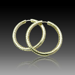 Boucles d'oreilles Créoles en Or jaune 18k et 3,0 Cts H-SI Diamants brillants Boucles d'oreilles Créoles en Or jaune 18k et 3,0 Cts H-SI Diamants brillants