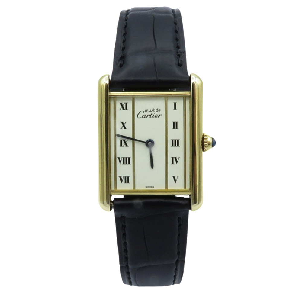 Montre Cartier Homme "Must Tank " Vermeil Vers 1990. Quartz