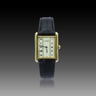 Montre Cartier Homme "Must Tank " Vermeil Vers 1990. Quartz