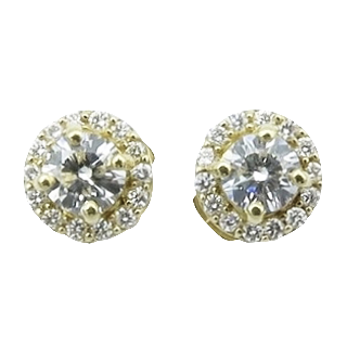 Puces d'oreilles Diamants 1,0 Cts G-VS en Or Jaune 18k Système Alpa