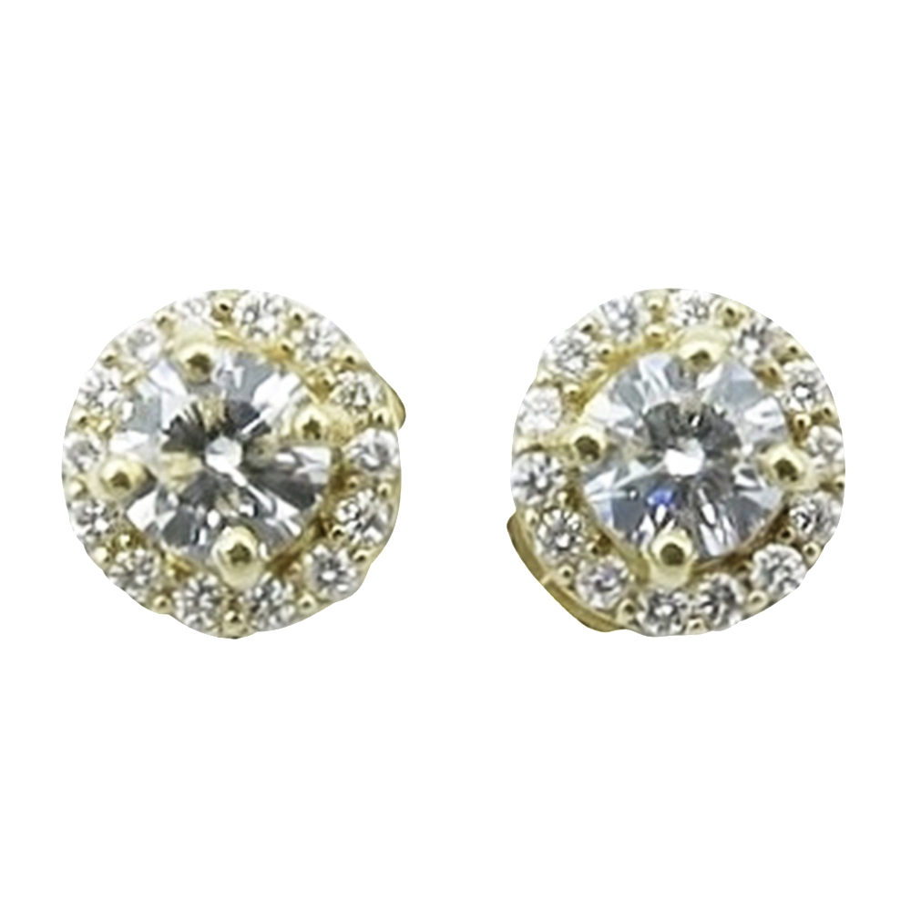 Puces d'oreilles Diamants 1,0 Cts G-VS en Or Jaune 18k Système Alpa