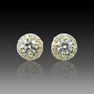 Puces d'oreilles Diamants 1,0 Cts G-VS en Or Jaune 18k Système Alpa