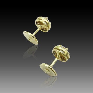 Puces d'oreilles Diamants 1,0 Cts G-VS en Or Jaune 18k Système Alpa