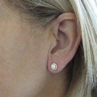 Puces d'oreilles Diamants 1,0 Cts G-VS en Or Jaune 18k Système Alpa