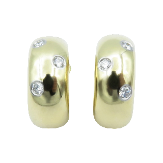 Boucles d'oreilles Créoles Tiffany en Or jaune 18k et Platine avec Diamants brillants