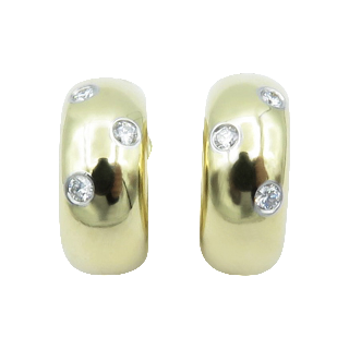Boucles d'oreilles Créoles Tiffany en Or jaune 18k et Platine avec Diamants brillants Boucles d'oreilles Créoles Tiffany en Or jaune 18k et Platine avec Diamants brillants