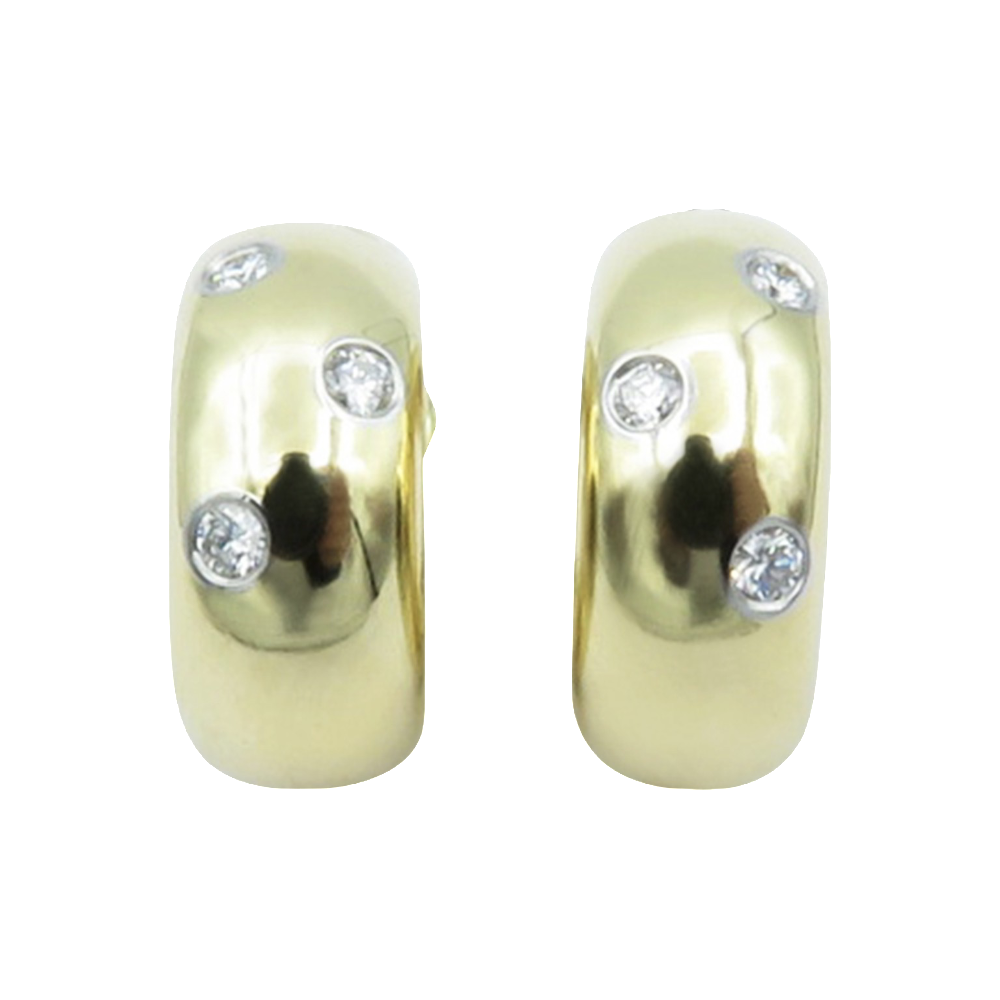 Boucles d'oreilles Créoles Tiffany en Or jaune 18k et Platine avec Diamants brillants Boucles d'oreilles Créoles Tiffany en Or jaune 18k et Platine avec Diamants brillants