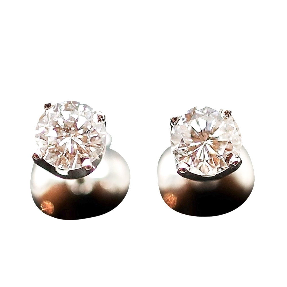 Puces d'oreilles Or gris 18k avec 2 Diamants brillants 0.48 Cts F-G et VVS1-PUR 10X. Puces d'oreilles Or gris 18k avec 2 Diamants brillants 0.48 Cts F-G et VVS1-PUR 10X.