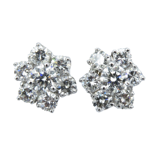 Boucles d'oreilles en Or gris 18k avec 2.60 cts de diamants brillants F-VVS Boucles d'oreilles en Or gris 18k avec 2.60 cts de diamants brillants F-VVS