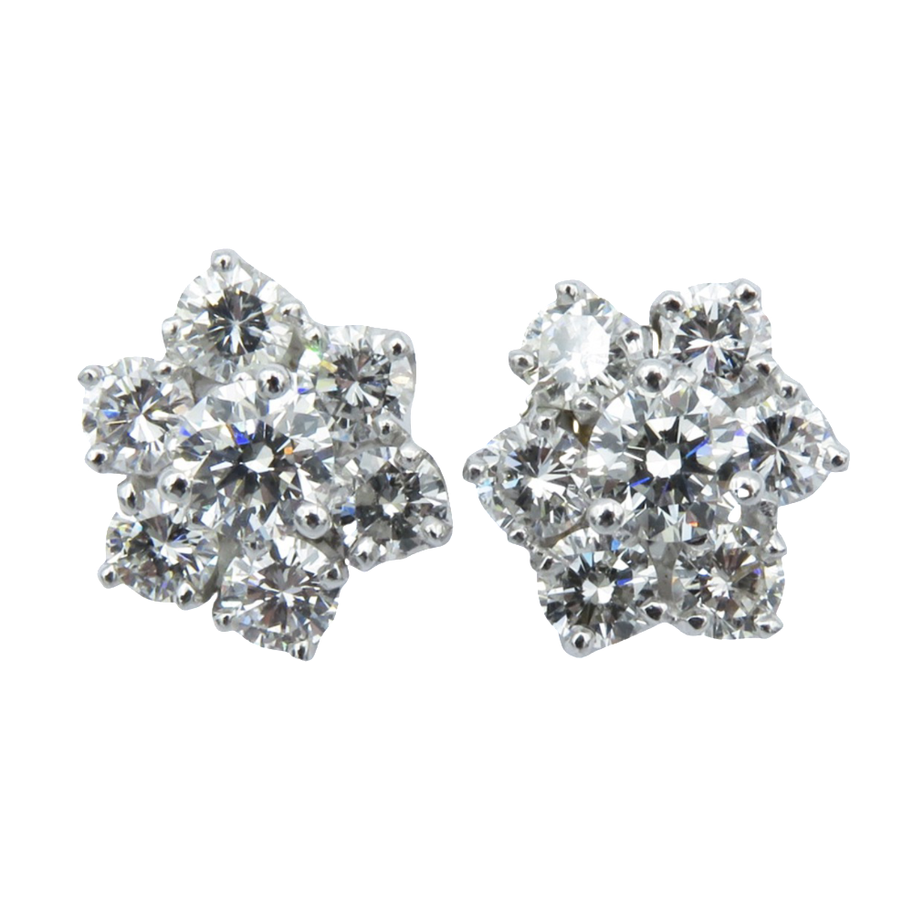 Boucles d'oreilles en Or gris 18k avec 2.60 cts de diamants brillants F-VVS