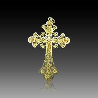 Pendentif Croix Napoléon III en Or jaune 18k