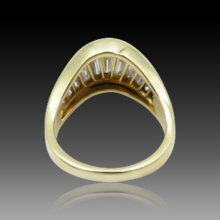 Bague Or Jaune 18k avec Diamants Baguettes. Taille 51