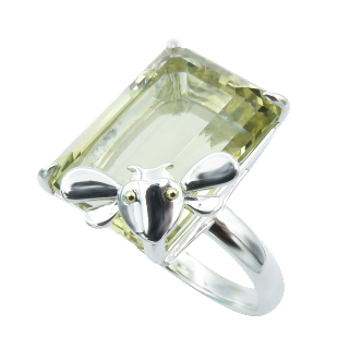 Bague Tiffany & Co Abeille Quartz en Argent et en Or Jaune 18k. Taille 56