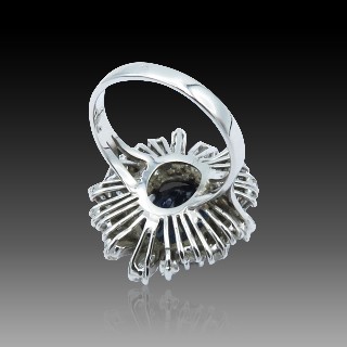 Bague Or Gris 18k Saphir Siam et Diamants