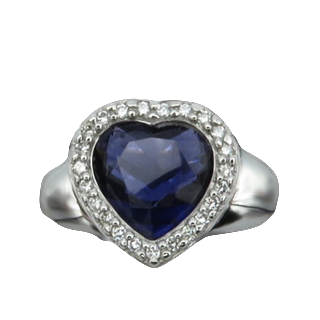 Bague Coeur Piaget Or Gris 18k Tanzanite et Diamants de 1997. Taille 54