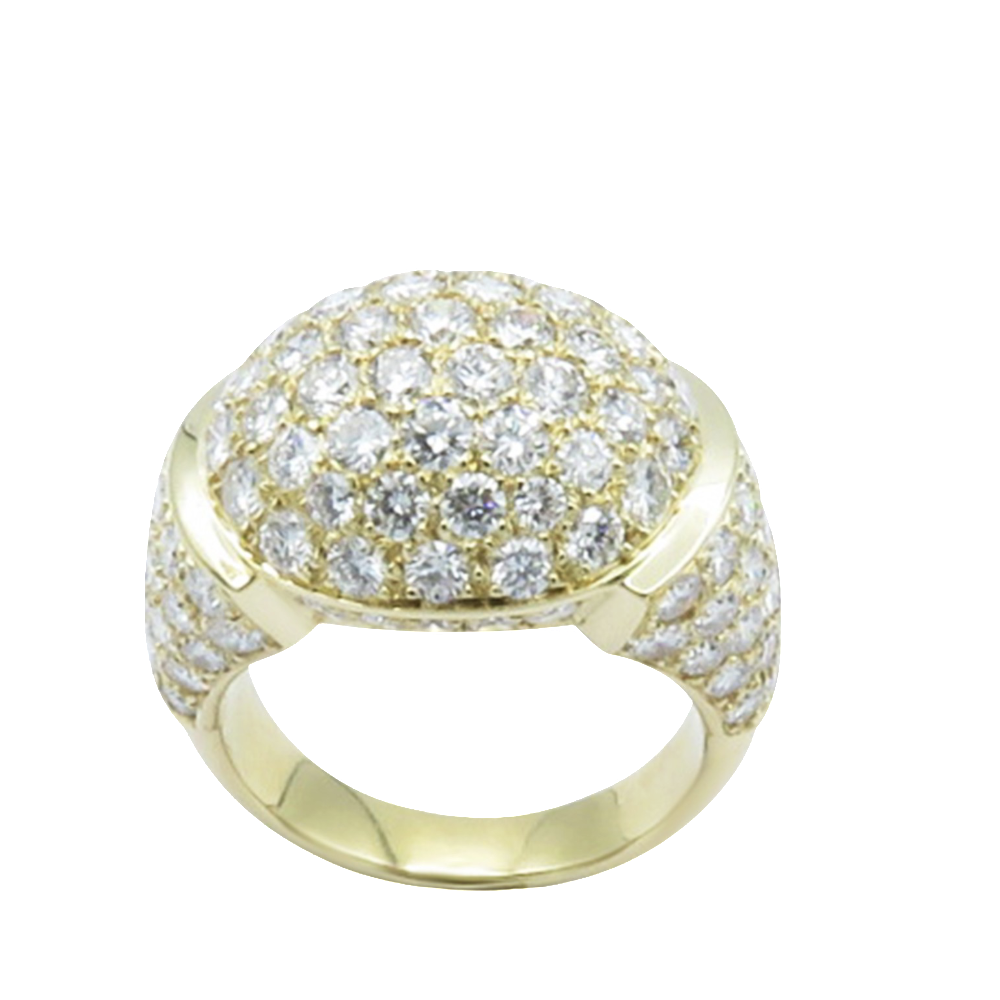 Bague Or Jaune 18K Avec 4,0 Cts De Diamants Brillants F-VVS. Taille 56