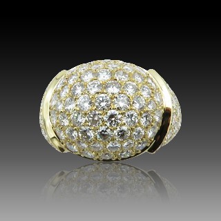 Bague Or Jaune 18K Avec 4,0 Cts De Diamants Brillants F-VVS. Taille 56