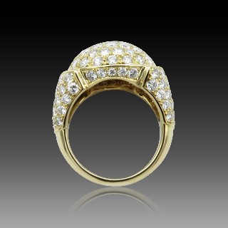 Bague Or Jaune 18K Avec 4,0 Cts De Diamants Brillants F-VVS. Taille 56