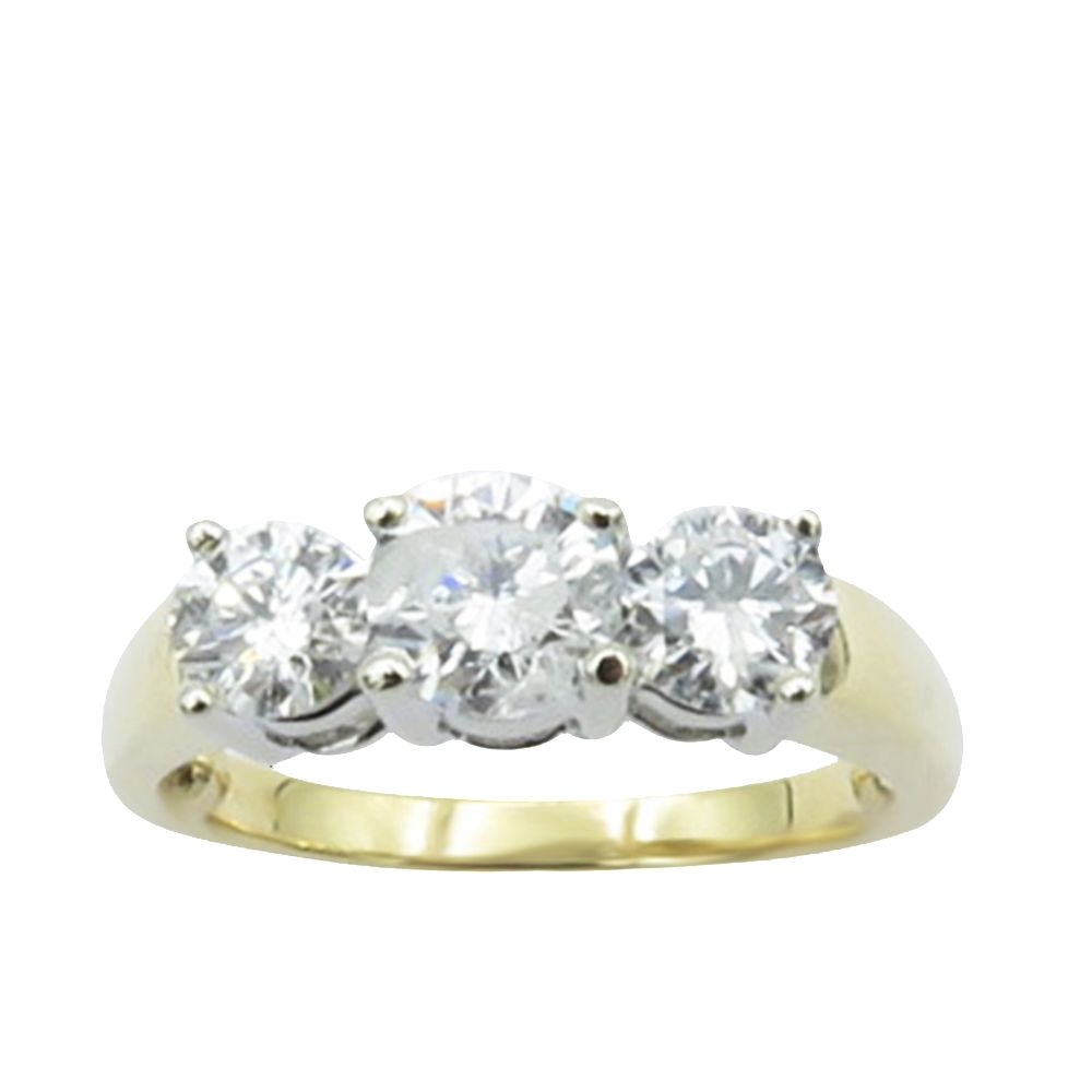 Bague Trilogie or jaune et gris 18k avec 1,40 Cts de diamants brillants