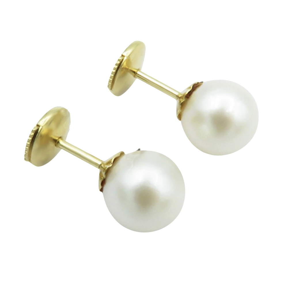 Boucles d'oreilles en or jaune 18k avec perles de culture de 8,5 mm et Système Alpa Boucles d'oreilles en or jaune 18k avec perles de culture de 8,5 mm et Système Alpa