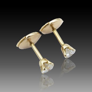 Puces d'oreilles Diamants 2 x 0.20 Cts G-VS en Or rose 18k Puces d'oreilles Diamants 2 x 0.20 Cts G-VS en Or rose 18k