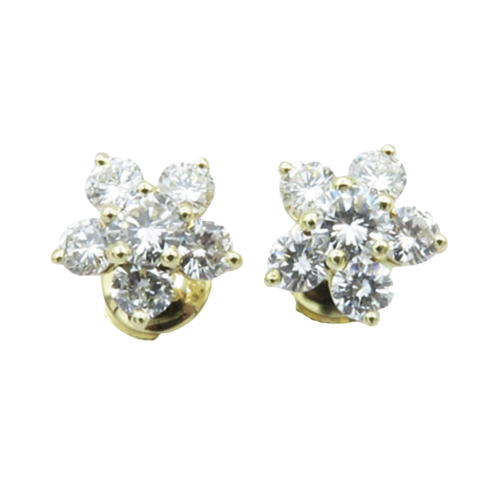 Puces d'oreilles Diamants brillants avec 2,0 Cts G-VS en Or jaune 18k Puces d'oreilles Diamants brillants avec 2,0 Cts G-VS en Or jaune 18k