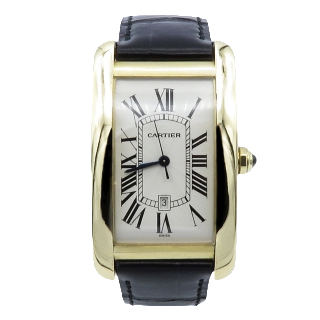 Montre Cartier Tank Américaine Homme Or Jaune 18k grand modèle vers 2001.