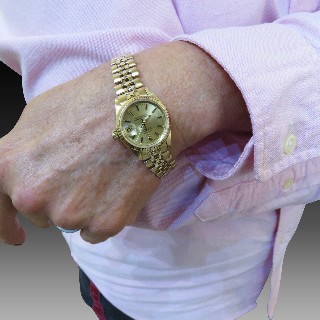 Montre Rolex Oyster Lady Datejust Or 18k Massif de 1988 . Cadran jaune. Ref : 69173 .